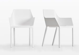 furniture: CHRISTOPH PILLET `MEM`CHAIR, WITH AN ARMREST IS MADE FROM REINFORCED POLYPROPYLENE WITH GLASS AND PRINT INJECTED INTO IT, GIVING GREAT RESISTANCE WITH AN ELEGANT DESIGN OF CLEVERLY ACCENTED ANGLES AND CURVES. | KRISTALIA
